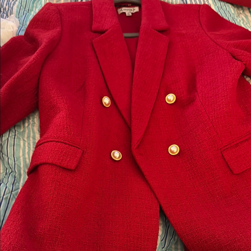 Nanette Lepore Red Tailored Blazer Professional Suit Jacket